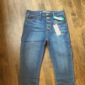 Just USA High Rise Button Down Skinny Capri Jeans